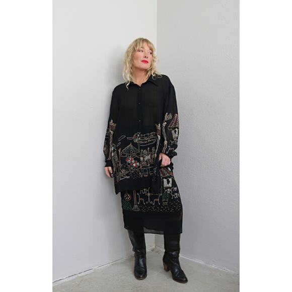 1990's Vintage Moulin Rouge Skirt & Blouse Set ~ Women's XXS XS ~ Opera House - Picture 3 of 10